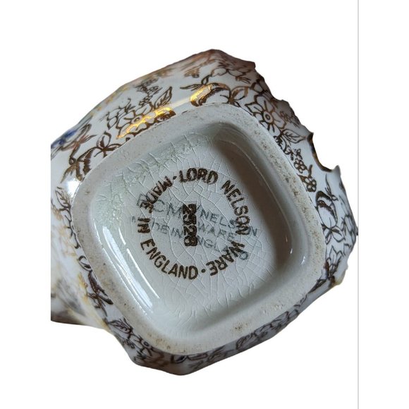 BCM Nelson Ware Chintz Cream and Sugar Set England Gold Floral - Picture 7 of 10